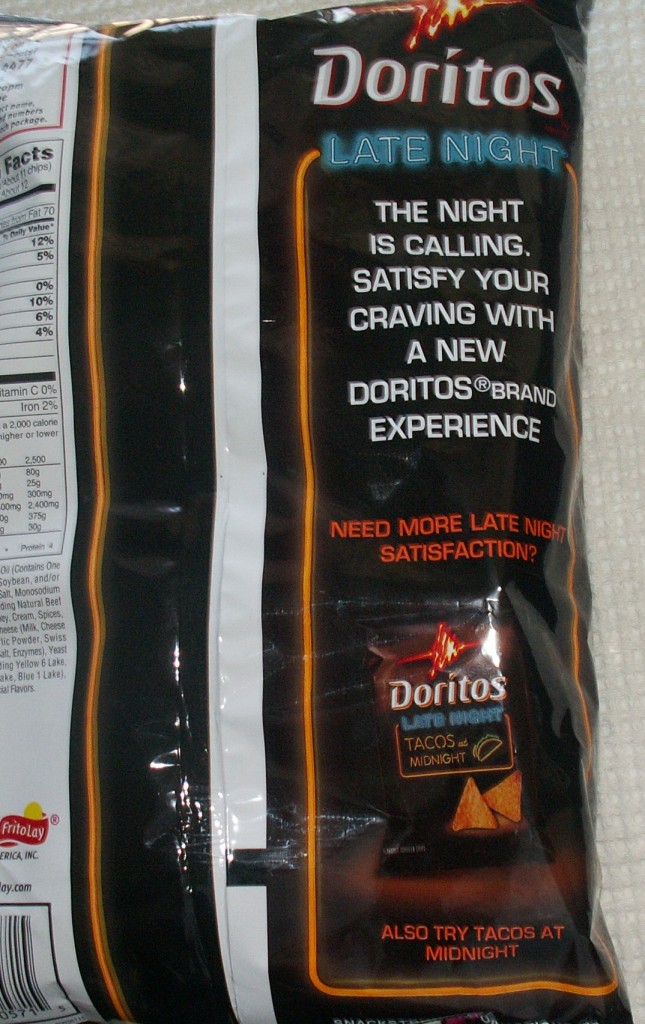 Doritos Late Night All-Nighter Cheeseburger Bag Back