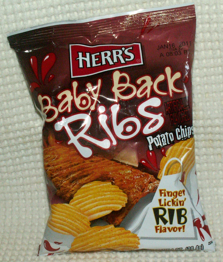 Herr's Potato Chips, Baby Back Ribs Flavor, Gluten Free Snacks, 6oz Bag (12  Count)