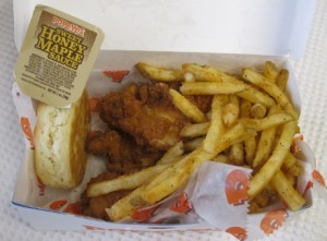 Popeye's Chicken Waffle Tenders with Sweet Honey Maple Sauce Combo