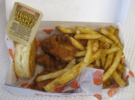 Popeye's Chicken Waffle Tenders with Sweet Honey Maple Sauce Combo