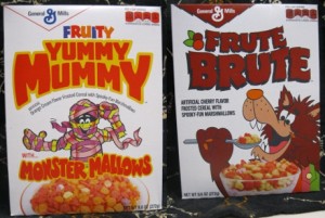 General Mills Fruity Yummy Mummy Cereal and Frute Brute Cereal Boxes