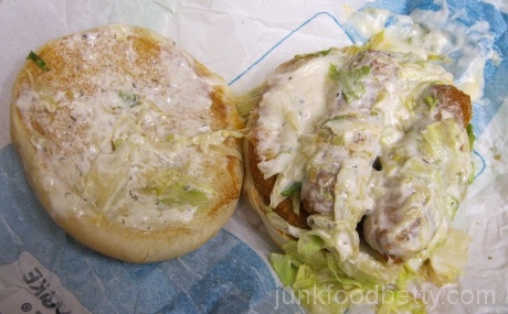 Jack in the Box Jack's Munchie Meal Exploding Cheesy Chicken Sandwich Open