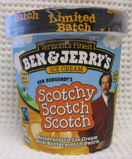 Ben & Jerry's Ron Burgundy's Scotchy Scotch Scotch Ice Cream Carton