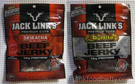 Jack Link's Sriracha Beef Jerky and Burrito Beef Jerky Packages