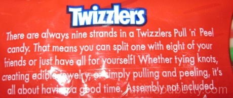 Twizzlers PULL 'n' PEEL cherry green apple lemonade Package Back