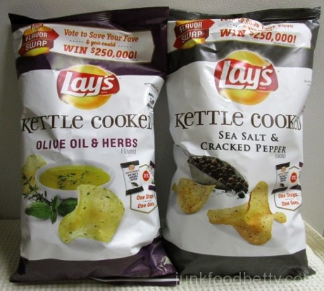 Lay's Flavor Swap Kettle Cooked Olive Oil & Herbs and Sea Salt & Cracked Black Pepper Packages