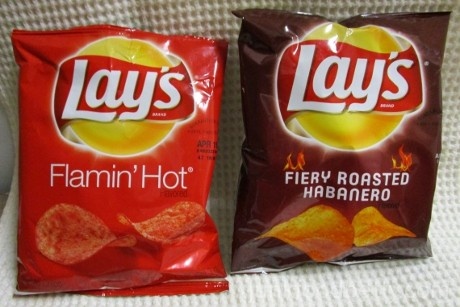 Lay's Flavor Swap Flamin' Hot vs. Fiery Roasted Habanero Packages